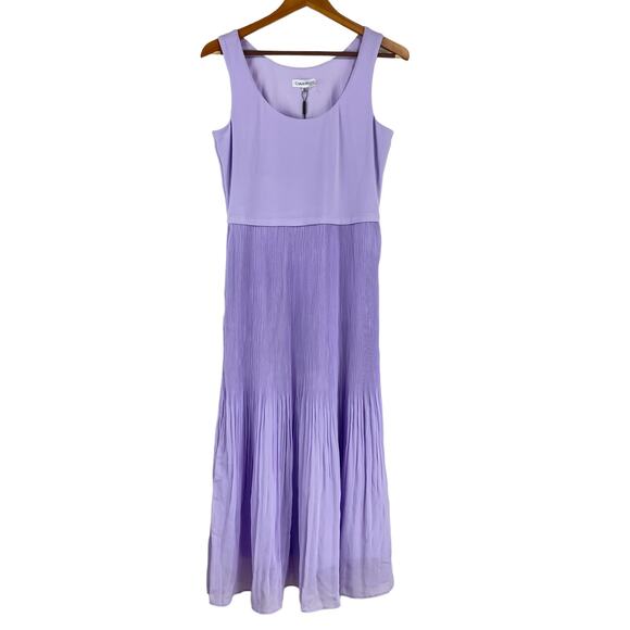 Calvin Klein NWT Solid-Hued Ruffle A-Line Midi Dress Size XS Opal Purple Chiffon - Picture 3 of 8